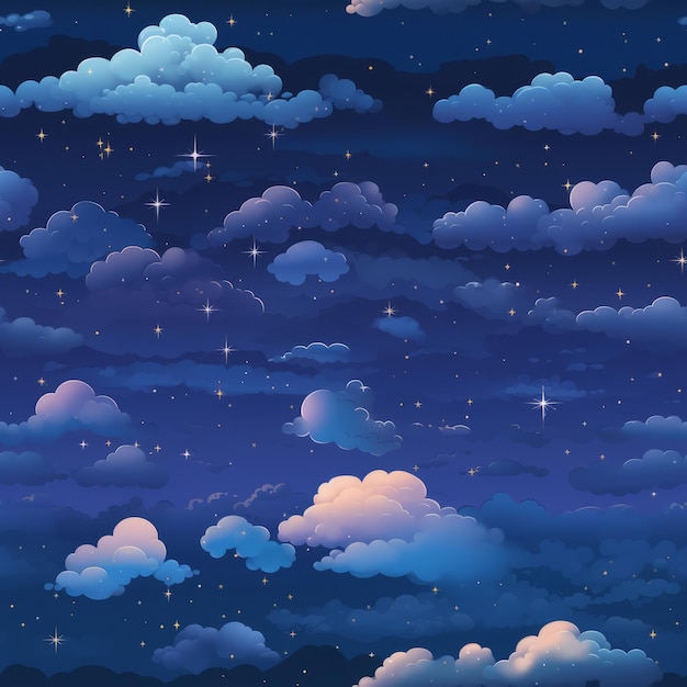 a night sky with clouds and stars