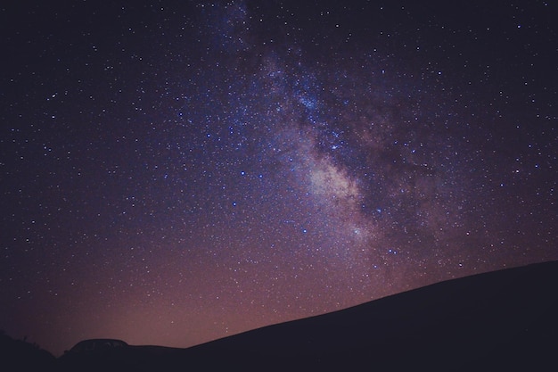 天の川とその上に星が見える夜空