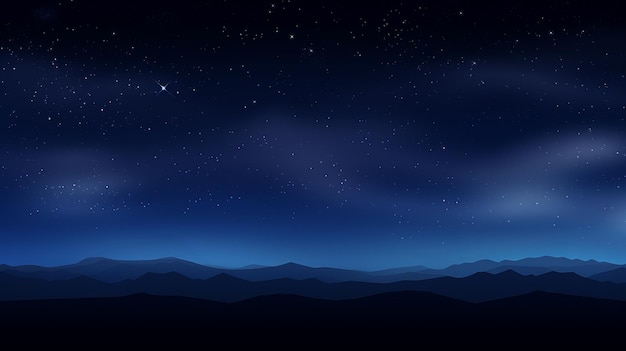 A night sky with mountains and stars