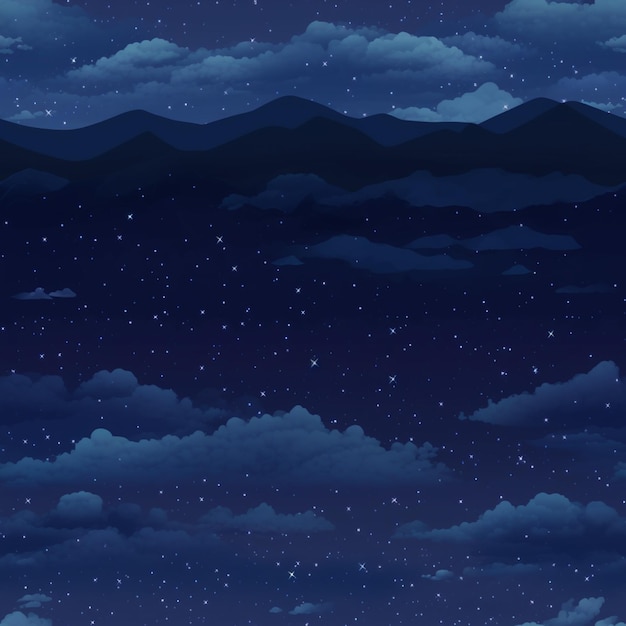 사진 별과 구름과 멀리서 산이 있는 밤하늘 (generative ai)