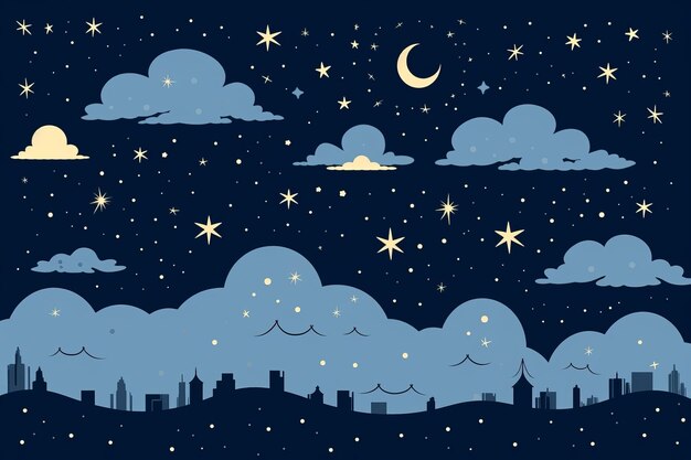 写真 星と雲のベクトルイラストの夜空