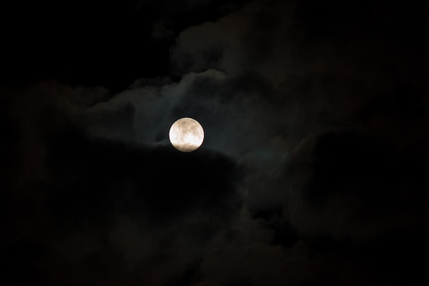 写真 星と月と雲と夜の空