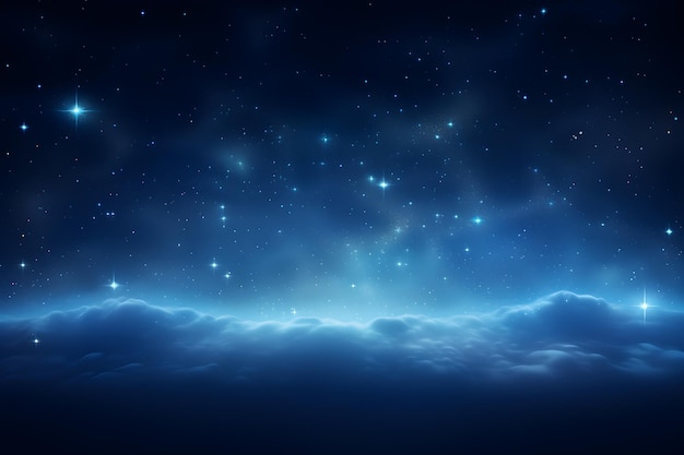 night sky with stars blue waves abstract background AI generate