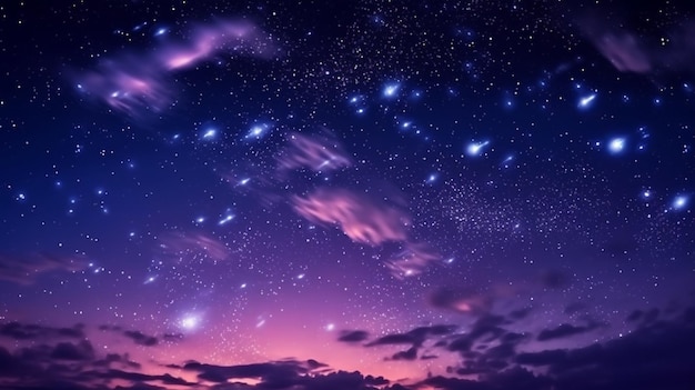 Ночное небо со звездами и облаками