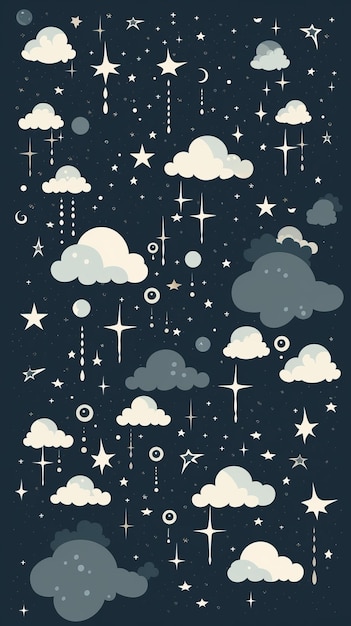 Photo night sky with stars and clouds vector illustration