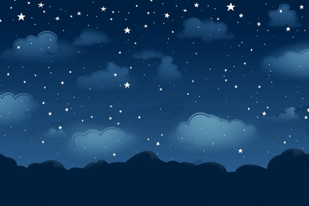 Photo night sky with stars and clouds vector illustration