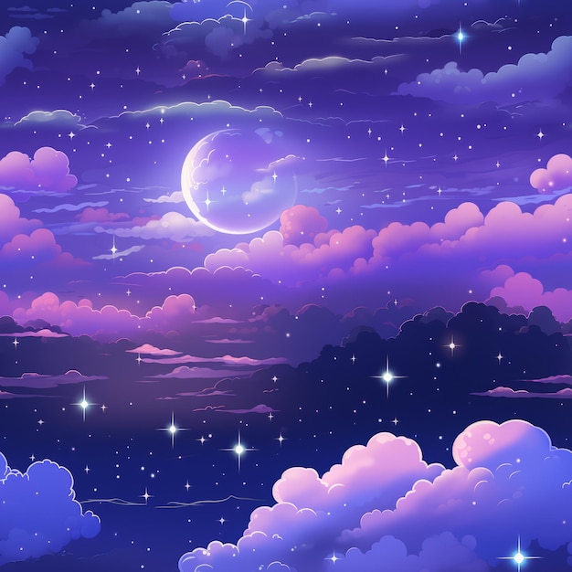 a night sky with stars and clouds