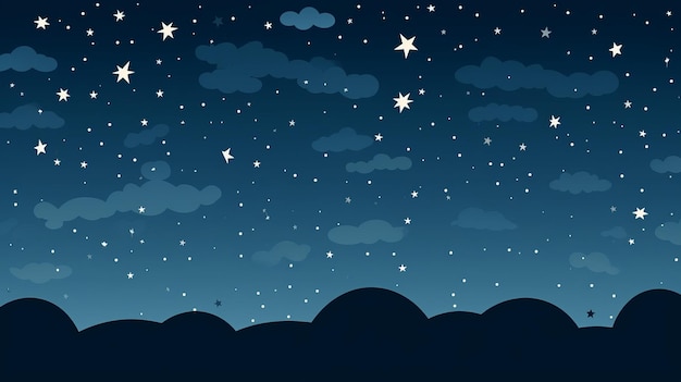 ночное небо с звездами и облаками