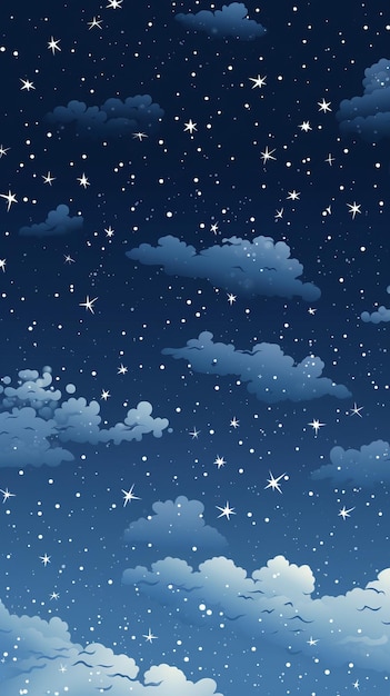 A night sky with stars and clouds