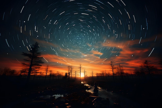 Night sky with stars made with long exposure