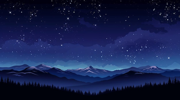 Photo a night sky with stars and mountains in the background