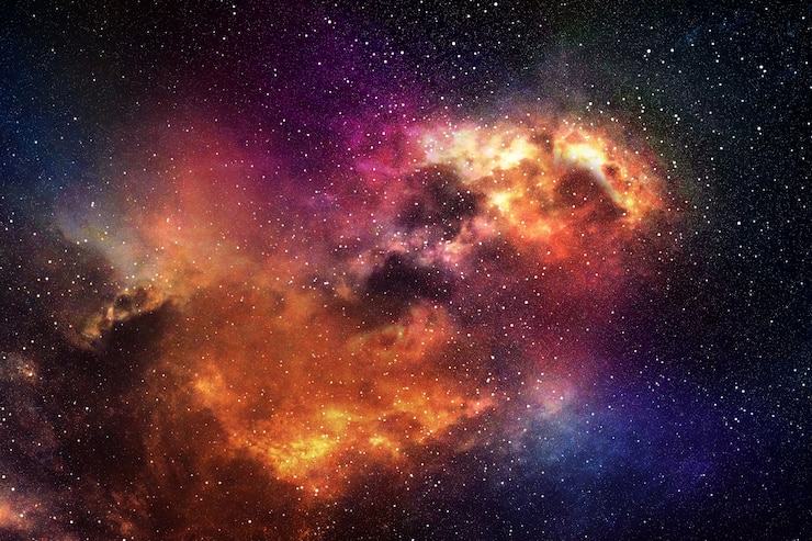 Photo night sky with stars and nebula 