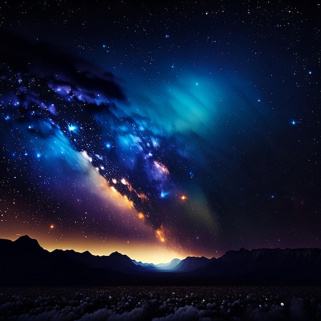 Foto cielo notturno con stelle e sfondo nebulocosmico nottur nogenerative ai