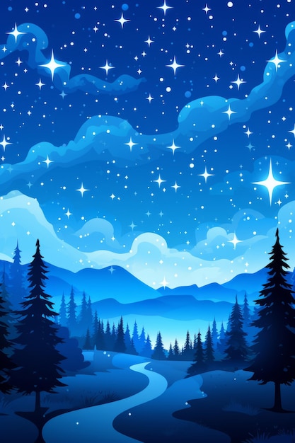 a night sky with stars and trees in the background