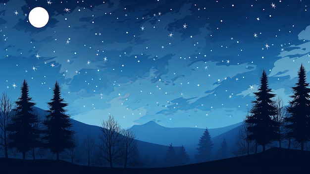 a night sky with stars and trees in the background