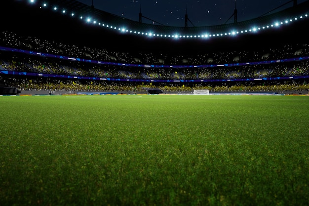 Night soccer stadium arena with crowd fans high quality photo\
render