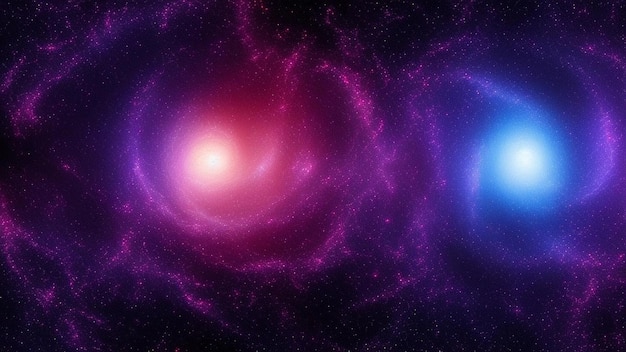 Фото Ночное звездное небо и ярко-голубая красная галактика