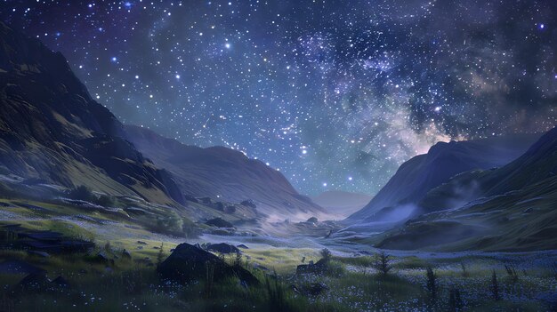 night starry sky landscape background