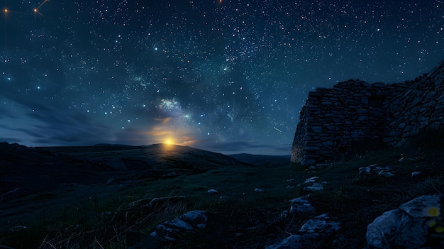 夜の星空の風景 背景