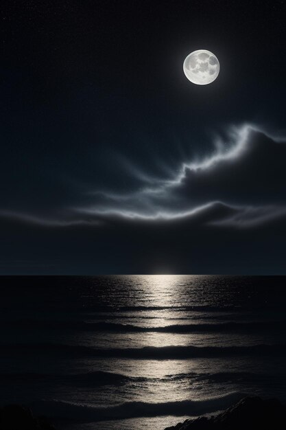 밤 별이 빛나는 하늘 달빛이 바닷물에 빛나는 외로운 생각 벽지 배경 배너