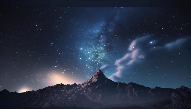 night starry sky over mountain landscape generative ai