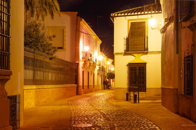 Night street in Old Town of Ronda, Spain