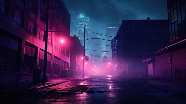 Night street with neon lights