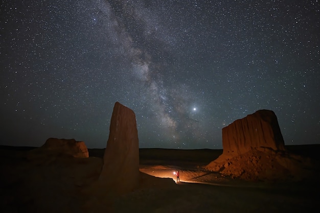 Night time long exposure landscape photography. the milky way