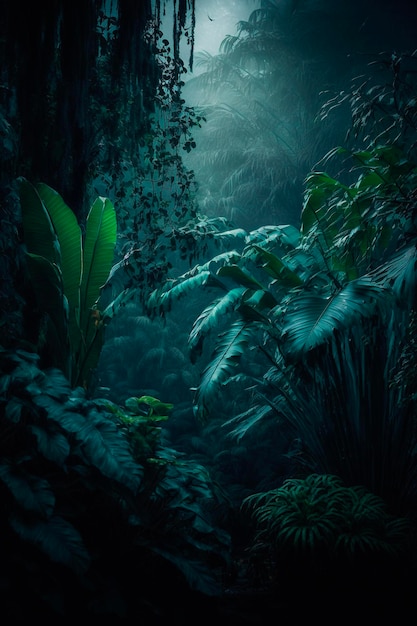 Night tropical jungle background