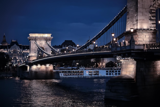 夜景建築ブダペストハンガリー観光旅行ナイトライフヨーロッパの風景