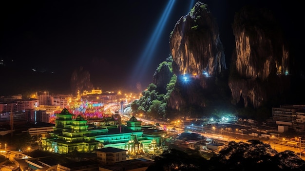 Night view of Batu Caves