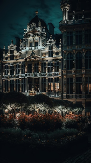 Ночной вид на грандиозное место Брюсселя