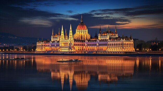 Night view of Budapest Parliament