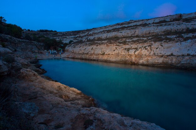 Night view of Cala Greca in Lampedusa