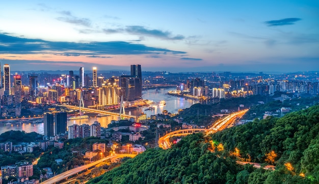 Night view of Chongqing Architecture and urban skyline