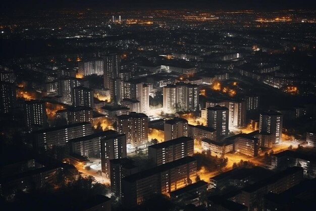 Photo a night view of a city at night