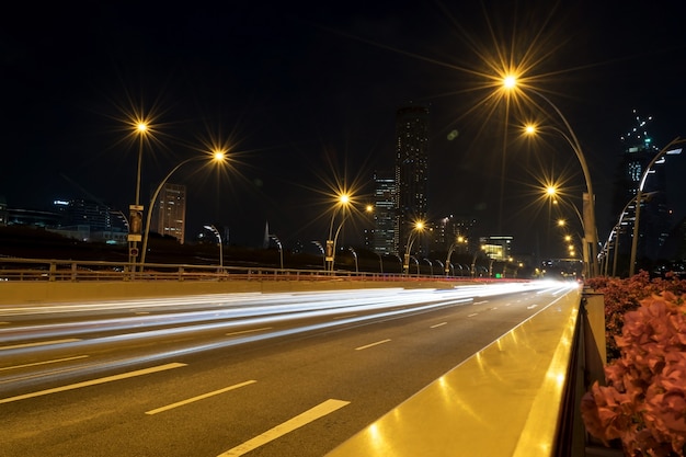 Night view of a city road