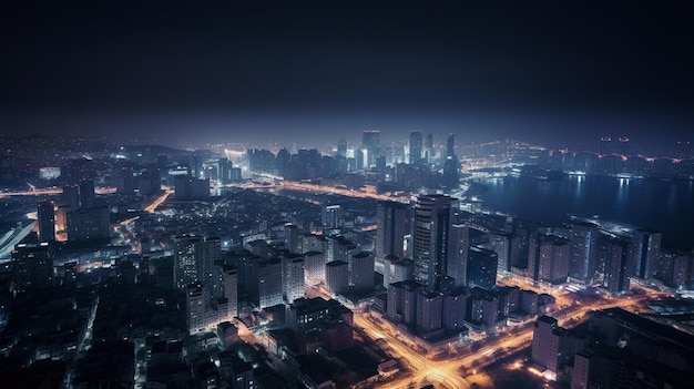 A night view of the city skyline