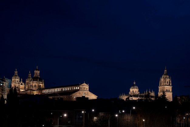 Night view of the dome and the tower of the cathedral of Salamanca