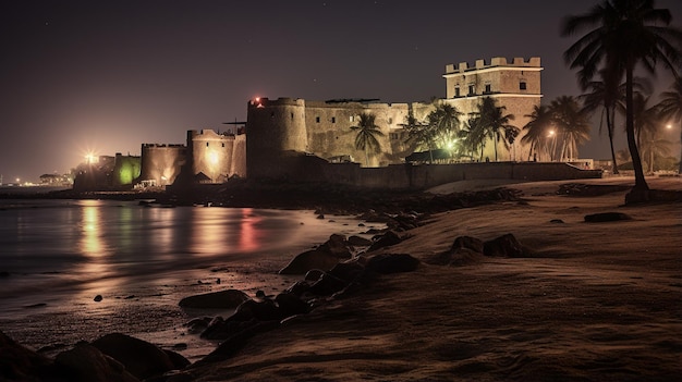 Night view of Elmina Castle