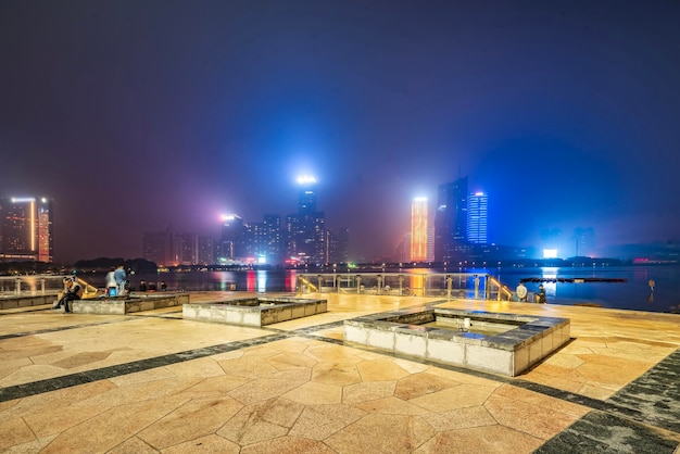 Night view of the Financial Center of Swan Lake Hefei Anhui