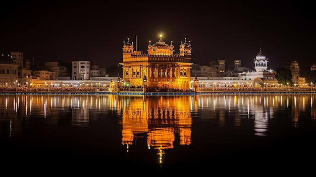 Night view of Golden Temple Harmandir Sahib