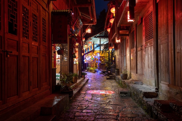 Night view of gongtan ancient town in Youyang Chongqing China