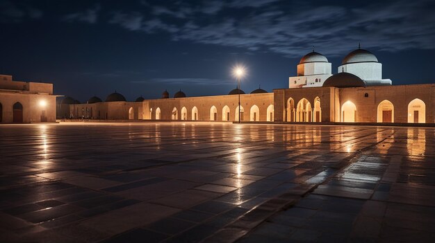 Photo night view of great mosque of kairouan