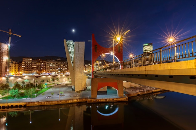 Night view of the Guggenheim Museum Bilbao Spain