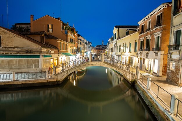 Night view of illuminated old buildings