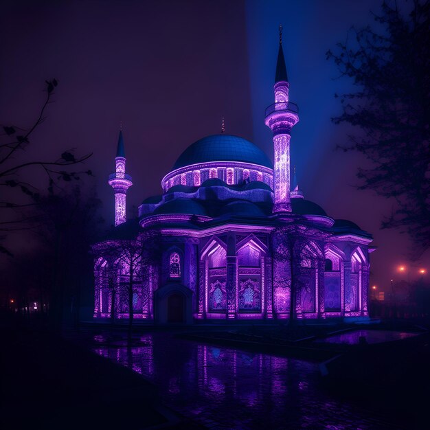 Night view of the mosque in Istanbul