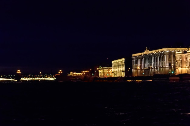 Night view of the Neva river in St Petersburg Ukraine