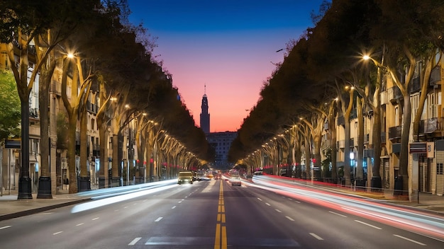 Photo night view of passeig de gracia in barcelona catalonia