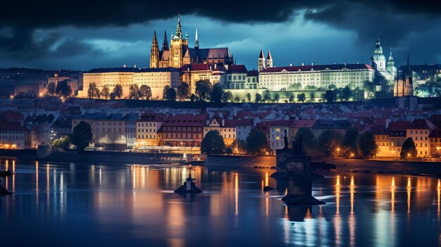 Night view of prague castle